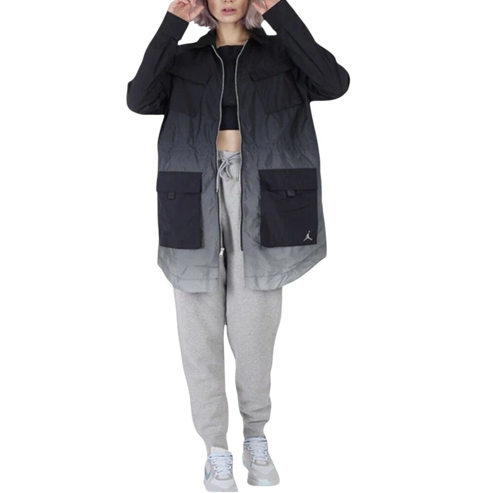 Nike Air Jordan Jacket WMNS‎ XL Black Windbreaker  CU6319-010 Sporty Reflective - Picture 15 of 15